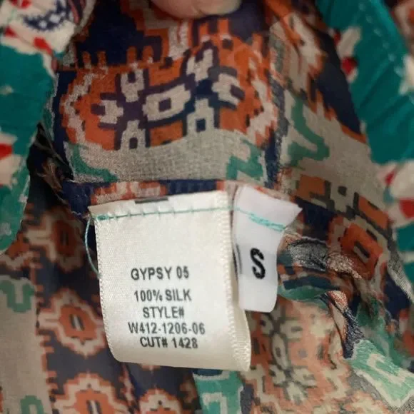 Gypsy 05 100% Silk Bohemian Blouse - Size Small - Picture 11 of 12